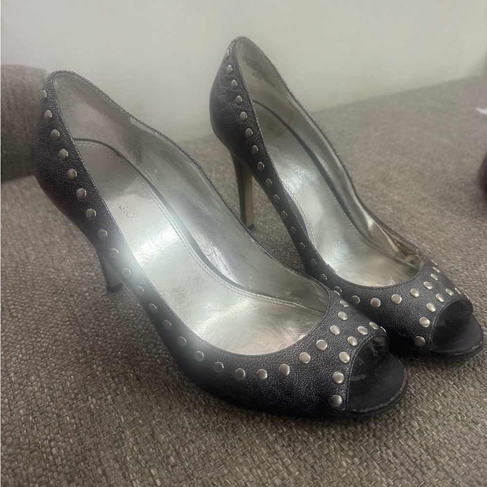Enzo Angiolini Black Studded Heels